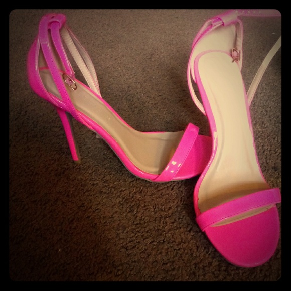 Strappy neon pink heels Strappy neon pink heels